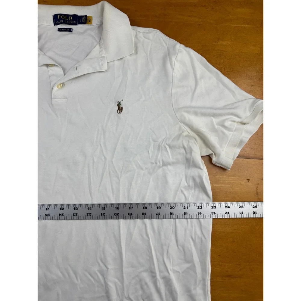 Polo Ralph Lauren Mens White Classic Fit Short Sleeve Cotton Polo Flesh Pony L